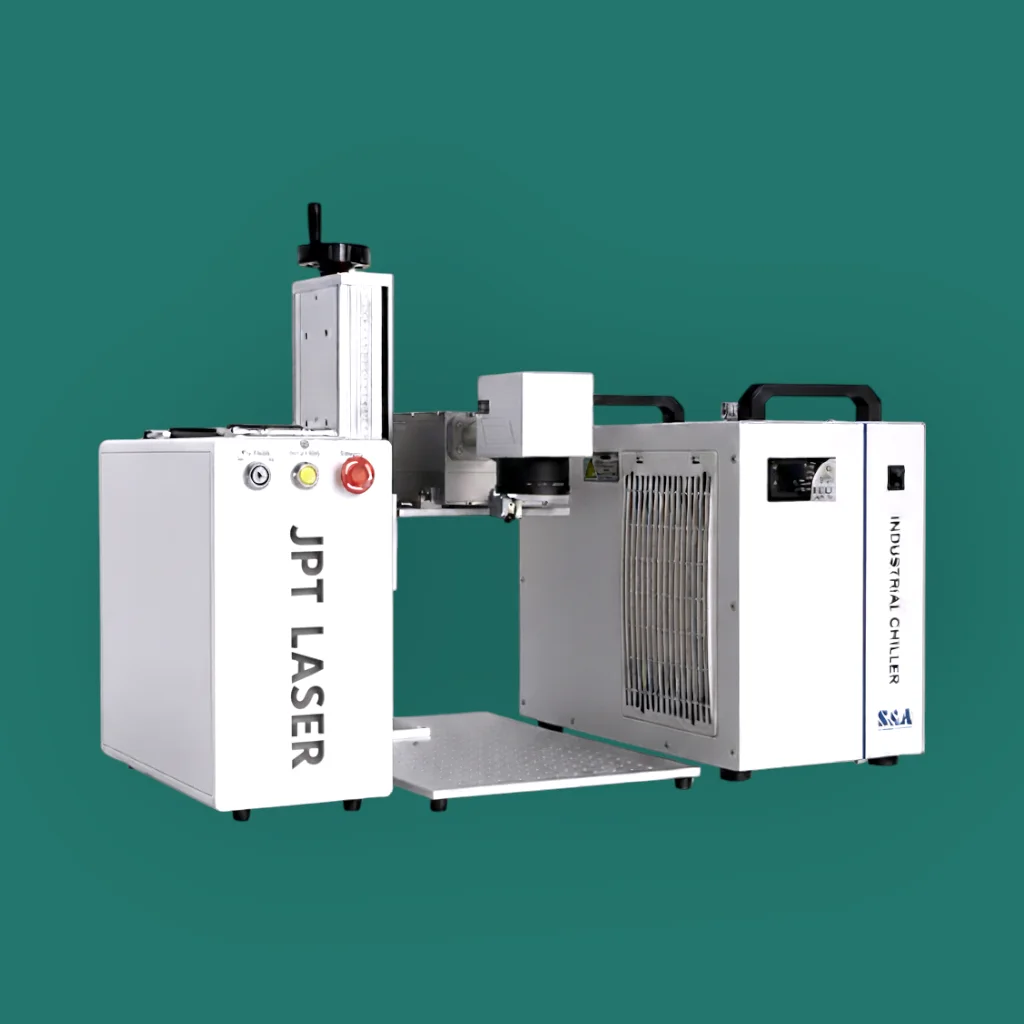 15W UV Laser JPT Watercooled Industrial 15W JPT UV laser marking system with water-cooling unit.
